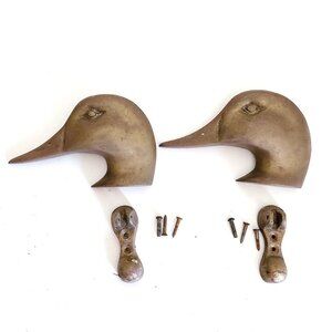 VINTAGE BRASS MALLARD DUCK DOOR KNOCKERS - SET OF TWO - HUNTER LODGE